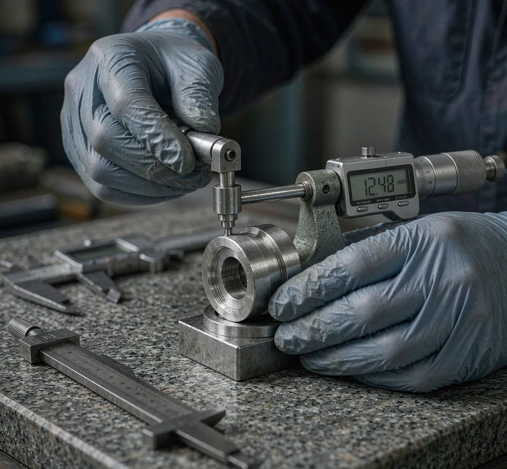 Dimensional inspection of machined optical parts with a digital micrometer