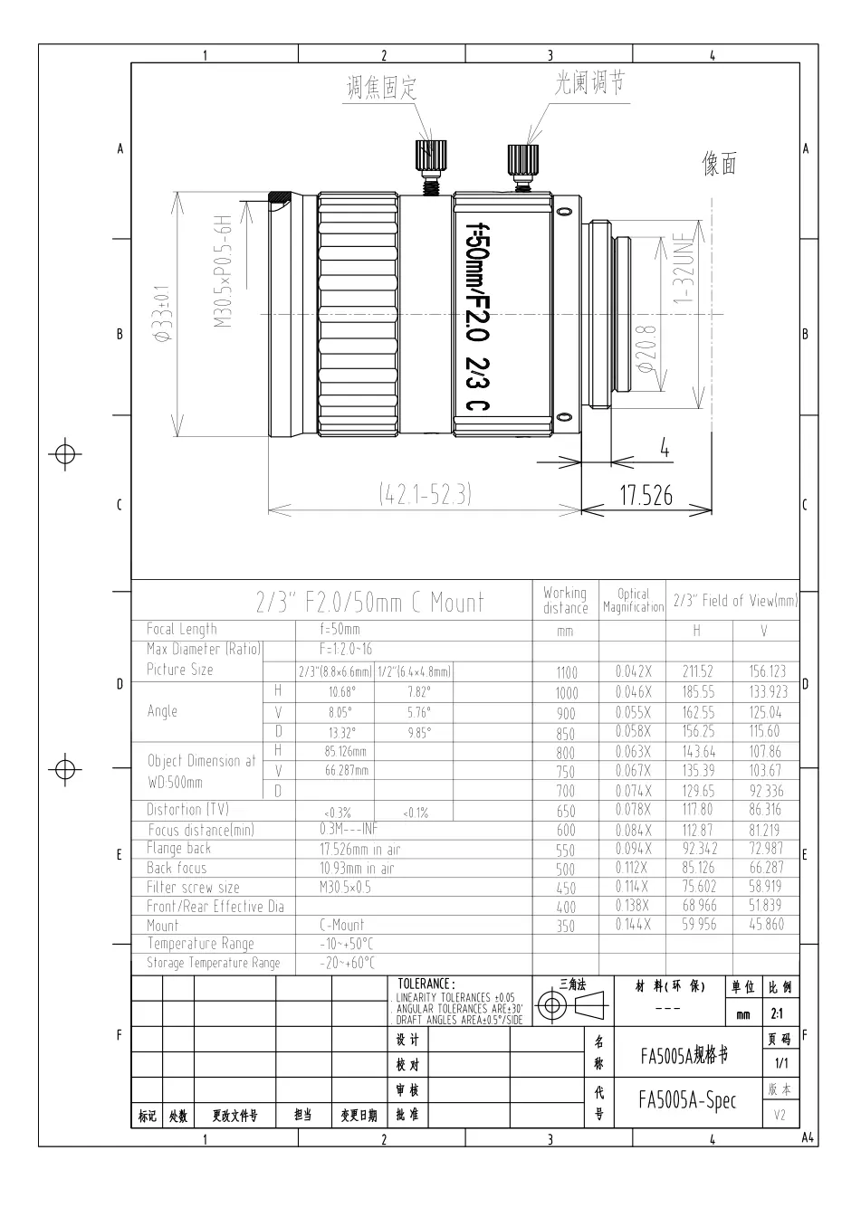 FA5005A dimensioned drawing