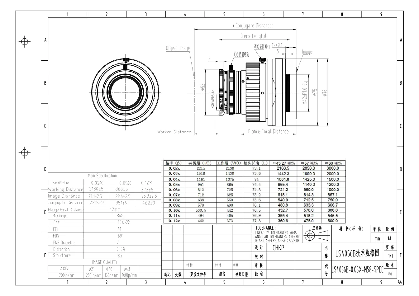 LS4056B-0.05X dimensioned drawing and specification sheet
