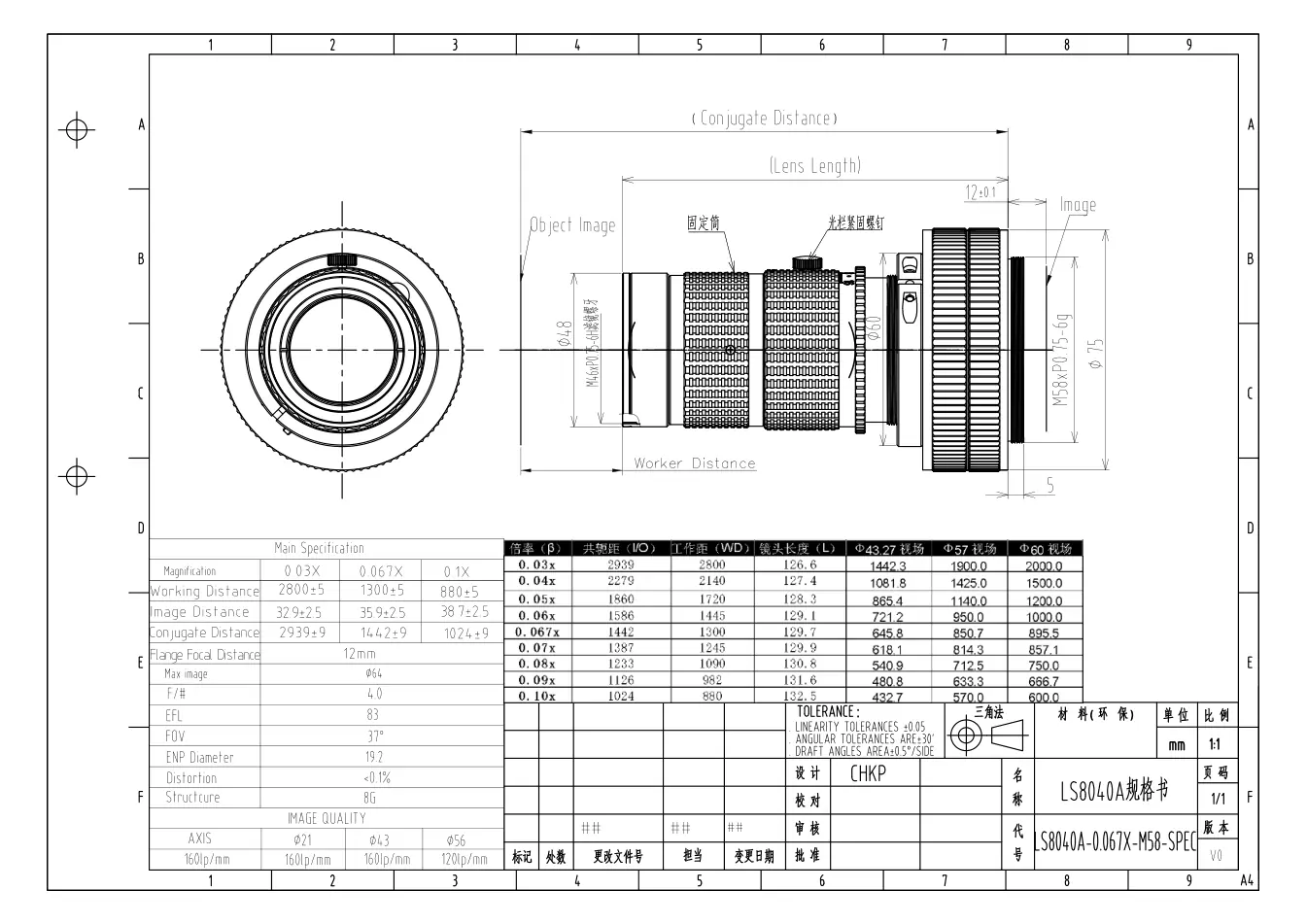 LS8040A-0.067X dimensioned drawing and specification sheet