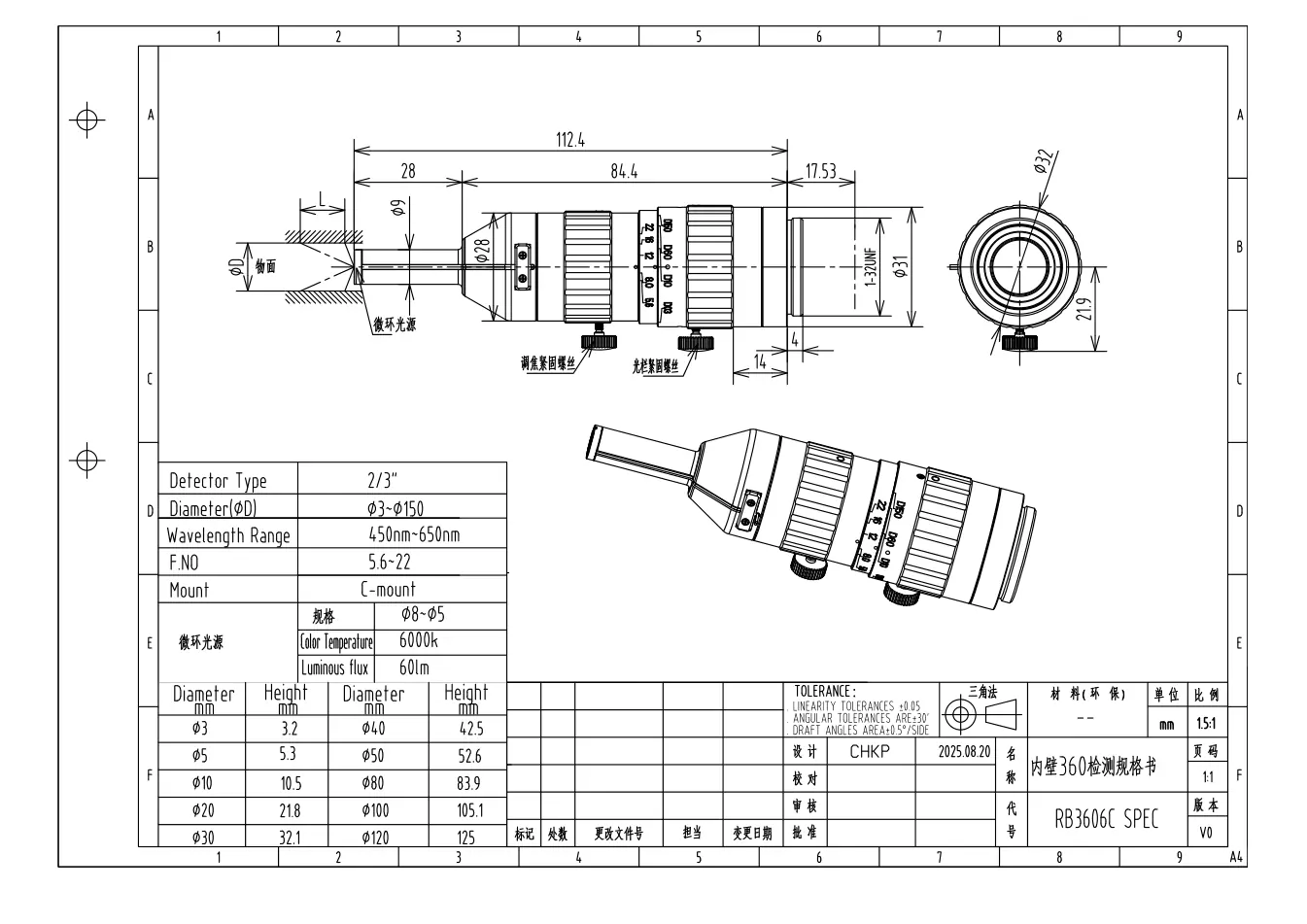 RB3606C dimensioned drawing