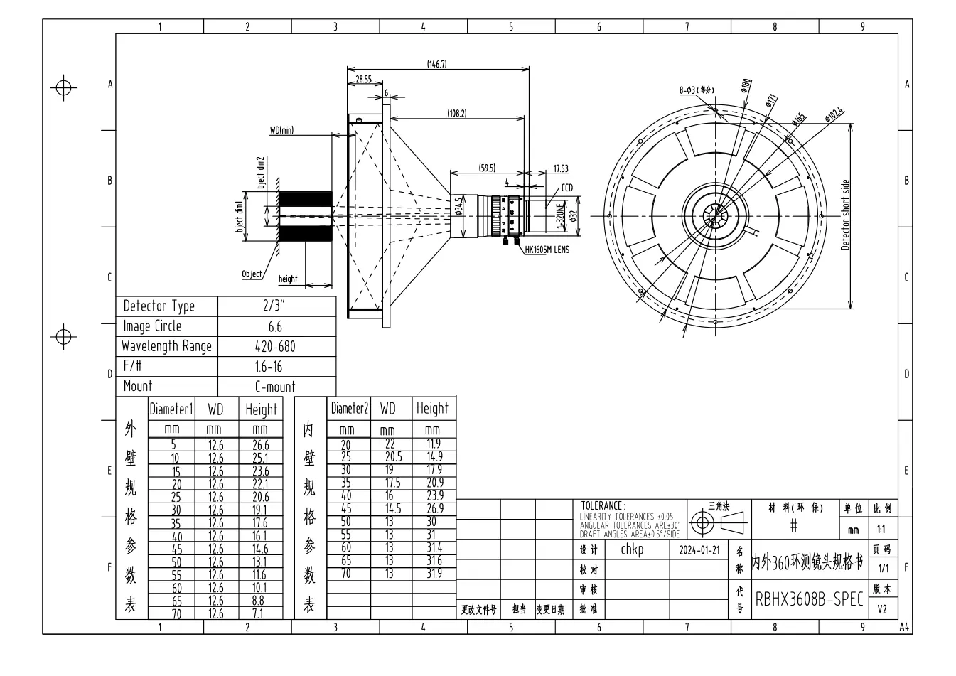 RBHX3608B dimensioned drawing